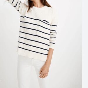 Madewell Thompson pocket pullover (cream/navy)
